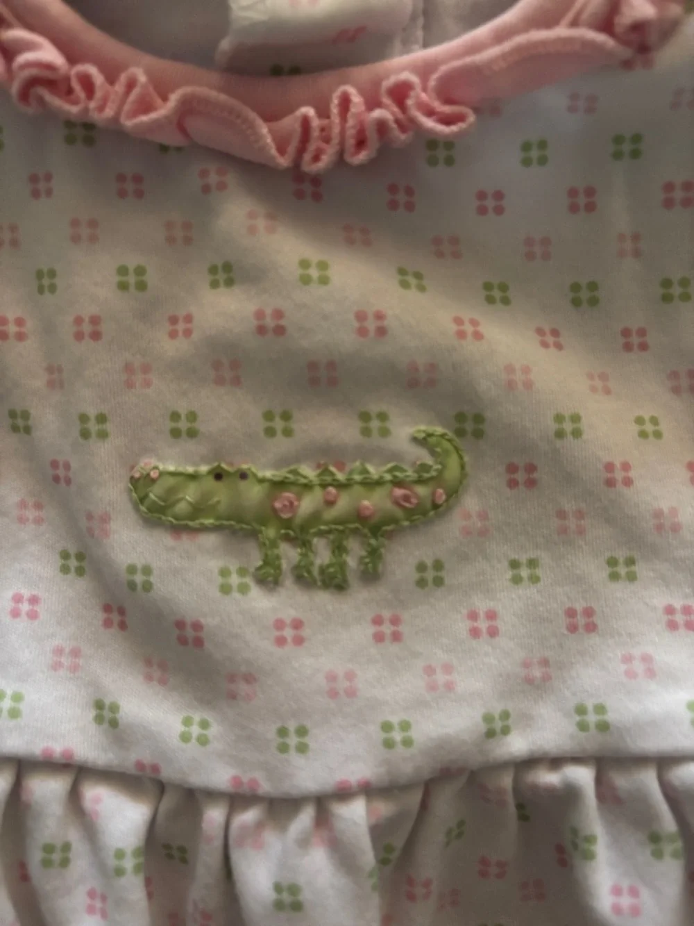 Magnolia Baby Pink and Green Floral Alligator One-Piece